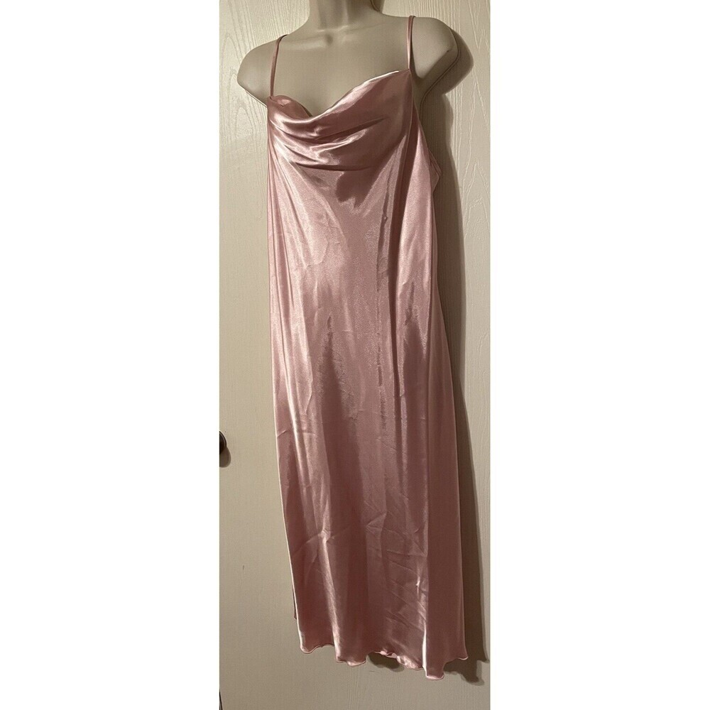 BeBe Women’s Size L Satin Slip Dress Blush Spaghetti Straps Midi 90’s Style